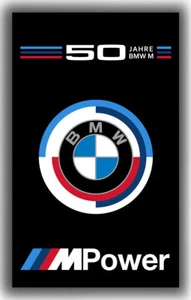 BMW 50 anni BMW M Power bandiera striscione interno esterno 3x5 piedi 90x150 cm striscione nero - Foto 1 di 6