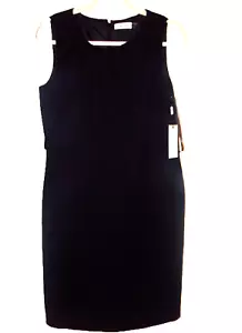 NWT CALVIN KLEIN SZ.6, BLACK SLEEVELESS CREW NECK SHIFT DRESS - Picture 1 of 10