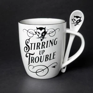 Stirring Up Trouble Becher und Löffel Set, Alchemy Gothic - 13 Unzen Kaffee Tee Tasse Geschenk - Bild 1 von 4
