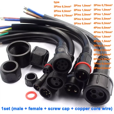 2,3,4,5,6,7,8pins Waterproof cable connector automotive connector plug IP67 - Image 1 of 3