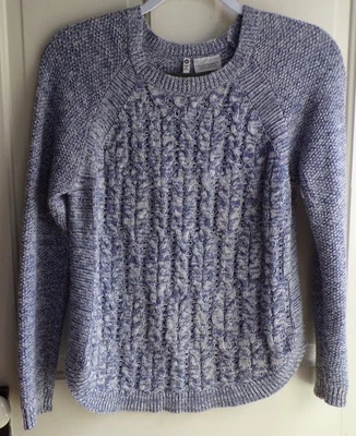 Suéter Leo & Nicole Stitch Fix Azul Tejido con Cable Cuello Redondo Manga Raglán Talla M Foto 1 de 4