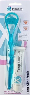 Miradent Tong Clin Fresh Set Zungenreinigungsset Set mit Zungenreiniger-15ml Gel