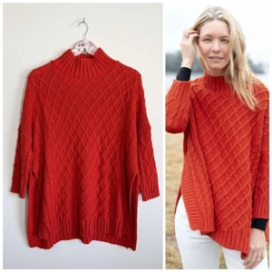 MERSEA The Lisbon Traveler Sweater In True Paprika Orange Poncho OS - Picture 1 of 11