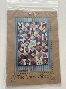 The Chook Shed - Love is - Patchwork Wall Hanger Sew Stitch Vintage Craft - Picture 1 of 7