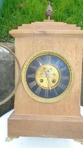 ANTIQUE LIGHT OAK BRACKET CLOCK WITH SEE-THROUGH MECHANISM. - Picture 1 of 11