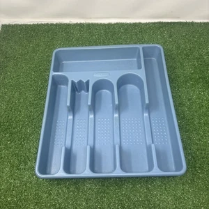 Vintage Rubbermaid Cutlery Organizer Flatware Blue 1994 Heavy Plastic 2925 - Picture 1 of 3