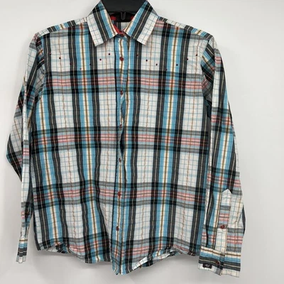 Cruel Girl Western Shirt Girl’s Sz L Blue Plaid Rhinestone Pearl Snap Cowgirl - Image 1 of 4