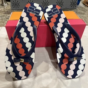 KATE SPADE NEW YORK Fiji Flip Flops Navy Sz 8 - Picture 1 of 5
