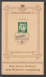 ✔️ ALEMANIA 3. Tarjeta de matasellos especial Reich Segunda Guerra Mundial rara - Imagen 1 de 1