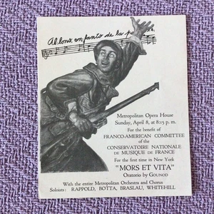 “MORS ET VITA” By Gounod BENEFIT Performance Brochure FRANCO-AMERICAN 1917 MET - Picture 1 of 5