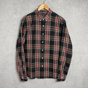 J.Crew Men’s XL Button Down Shirt NWT Black Red Royal Stewart Tartan Plaid Flex - Picture 1 of 7