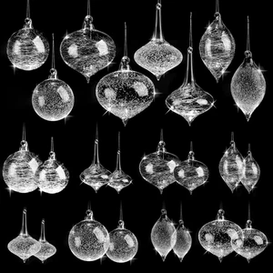 16 Pezzi Palline di Vetro di Natale Ornamenti,Bolla di Vetro Trasparente da Appendere Ornamenti Palline - Foto 1 di 9