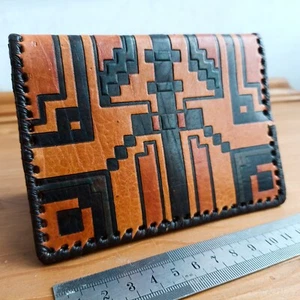 Vintage Soviet USSR leather beautifly patterned stylish WALLET. Great condition - Picture 1 of 23