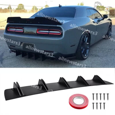 For Dodge Challenger 2008-2023 Rear Bumper Diffuser 10 Fins Spoiler Lip Splitter Foto 1 de 4