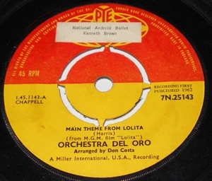 Pye International 7N.25143 Orchestra Del Oro Main Theme From Lolita / Loltia Ya - Picture 1 of 2