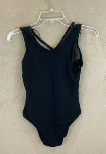 Flo Active Girl's Sparkle Back Mesh Tank Leotard Black Size Big Kids 14 - - Picture 1 of 3