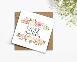 Tarjeta CUMPLEAÑOS Rubor Rosa Rosas Mi Maravillosa MAMÁ Nanna Esposa Marco Floral Rústico - Imagen 1 de 17