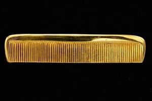Vintage Pin Brooch Brushed Gold Large Comb Hair Dresser Barber 1980s BinA8 - Picture 1 of 12