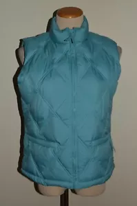 New Womens Gap Down Puffer Vest Aqua Zip Front Medium Quilted Jacket - Picture 1 of 3