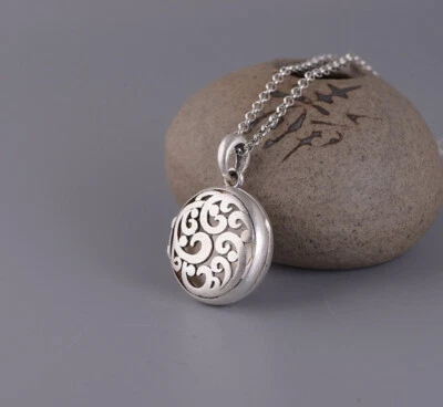 I05 Rimorchio Buddhistisch da Aprire Argento 990 Opaco Rankenornament - Immagine 1 di 3