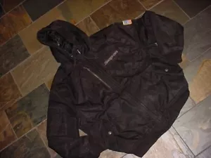 nice,used SNAP-ON MENS hooded BLK BOMBER JACKET quilted interior full zip LARGE - Picture 1 of 11