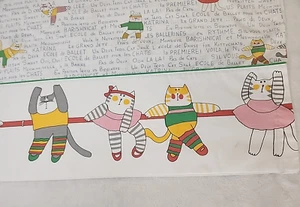 Vtg UTICA Cat Ballet 1980s Twin Flat Sheet J.P. Stevens USA Cotton Blend RARE! - Picture 1 of 12