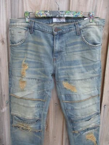 Golden Denim authentic distressed destroyed tapered leg jeans 34 33 - Picture 1 of 8