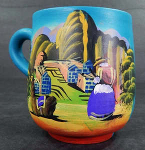 HERMOSA TAZA DE CAFÉ DE CERÁMICA PERÚ PINTADA A MANO ARTE POPULAR PERUANO CERÁMICA ALPACA - Imagen 1 de 8