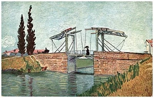Pont Van Gogh Arte Postal Langlois Puente Arles, Francia Bouc Canal Sombrilla Dama - Imagen 1 de 4