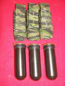 3 Paintball Ammo Tube Holder Mag Pouch Indian Springs Tiger Stripe Camo Triple