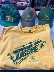 John Deere 3 Vintage Hats and Xl t-shirt - Picture 1 of 17
