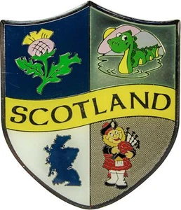 Kühlschrankmagnet Schottische Distel Piper Crest Schottland Messing Metall Souvenir Magnet - Bild 1 von 3