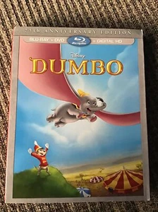DUMBO 1941 DISNEY BLU-RAY/DVD OOP ANNIVERSARY EDITION w/SLIPCOVER - Picture 1 of 5