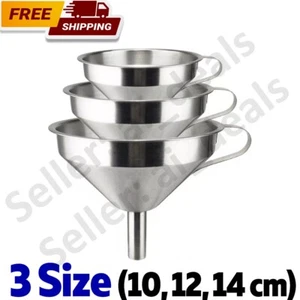 3 x IMBUTO + MANICO Acciaio Inox (10, 12, 14 cm) Tramoggia di Riempimento Cucina 6524 - Foto 1 di 15