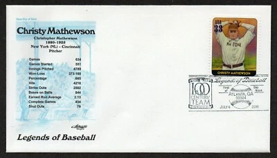 USA, SCOTT #3408-C, ARTMASTER FDC COVER - BASEBALL LEGEND CHRISTY MATHEWSON 2000 - Image 1 of 2