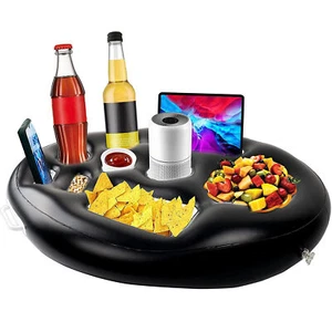 Inflatable Pool Float Beer Drink Cooler Table Bar Tray Pool Party Cup Holder - Picture 1 of 12