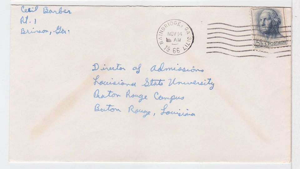 TurtlesTradingPost-  Georgia- Bainbridge, GA 1966 Town Cancel - Image 1 of 1