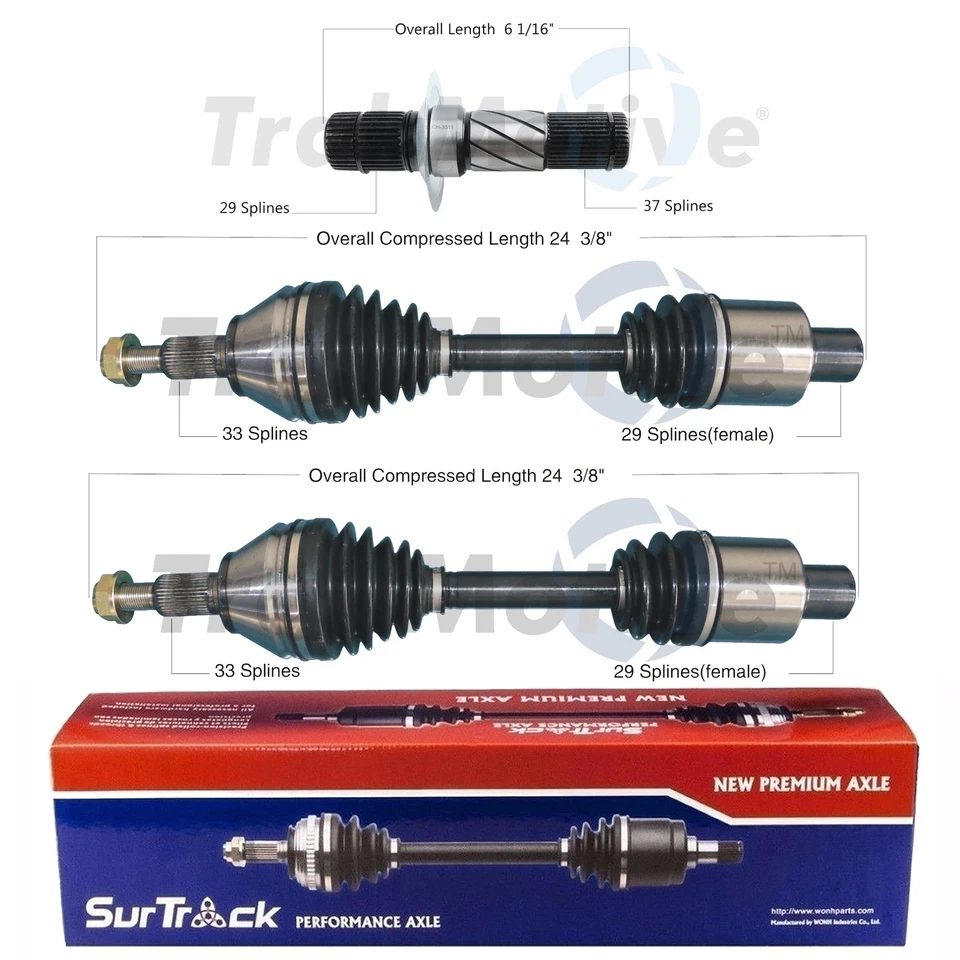 SurTrack Set 2 Front CV Axle & Intermediate Shafts KIT For Ram 1500 4WD 12-17 Foto 1 de 1