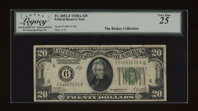 DBR 1928-A $20 FRN Atlanta Numeral Fr. 2051-F Legacy 25 Serial F04897678A - Image 1 of 2