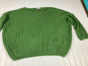 Pink Lilly Green Knit Sweater Womens Size Large Long Sleeve Fast Shipping - Picture 1 of 6
