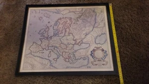 Vintage Map EUROPA Old World Framed 20" x 16.5" - Picture 1 of 7