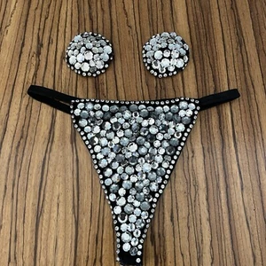John Richmond Diamante Rhinestone Pasties and Thong Size XS - Picture 1 of 9