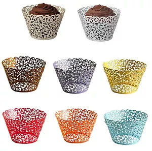 25-100 Filigree Vine Cupcake Wrappers Cases Gift Xmas Wedding Birthday Cake UK - Picture 1 of 16