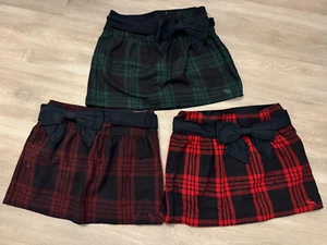 NWT 3 A&F AF Abercrombie Fitch Plaid Wool Blend Bow Belt Mini Skirt SZ 2 w26 LOT - Picture 1 of 10