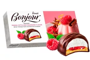 Ukrainian Sweets Gift Box KONTI Dessert "Bonjour" Panna Cotta Raspberry 232g - Picture 1 of 1