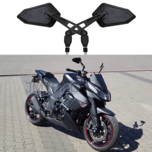 Black Adjustable Motorcycle Rearview Side Mirrors For Kawasaki Z1000 Z900 Z750 - Picture 1 of 11