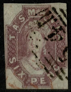 1860 Tasmania 6d Reddish-Mauve SG 49 Very Fine Used Cat. £180.00 - Picture 1 of 1