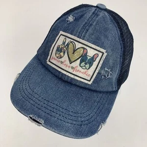Peace Love Frenchie Girls Ball Cap Hat Adjustable Baseball - Picture 1 of 5