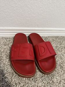 Fendi Red rubber slides size 11