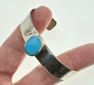 Vintage Native American Turquoise Silver Cuff Bracelet 6.75 Inch - Picture 1 of 4